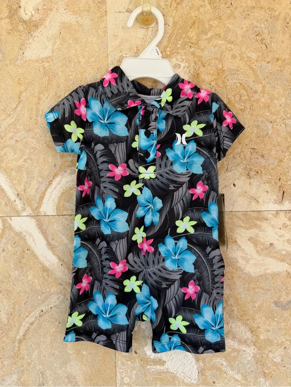 Hurley Tropical Floral Romper / One-Piece Outfit Baby Unisex Black Blue Pink